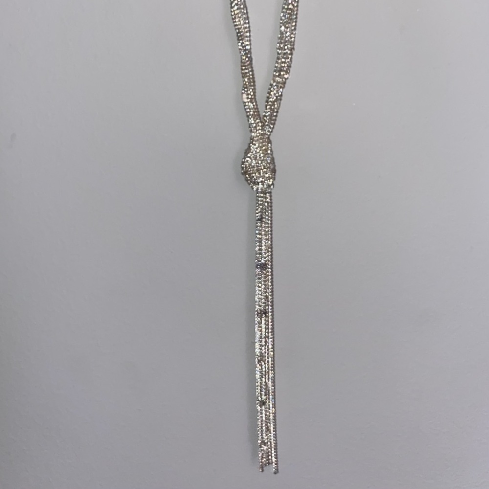 Long silver Express chain necklace